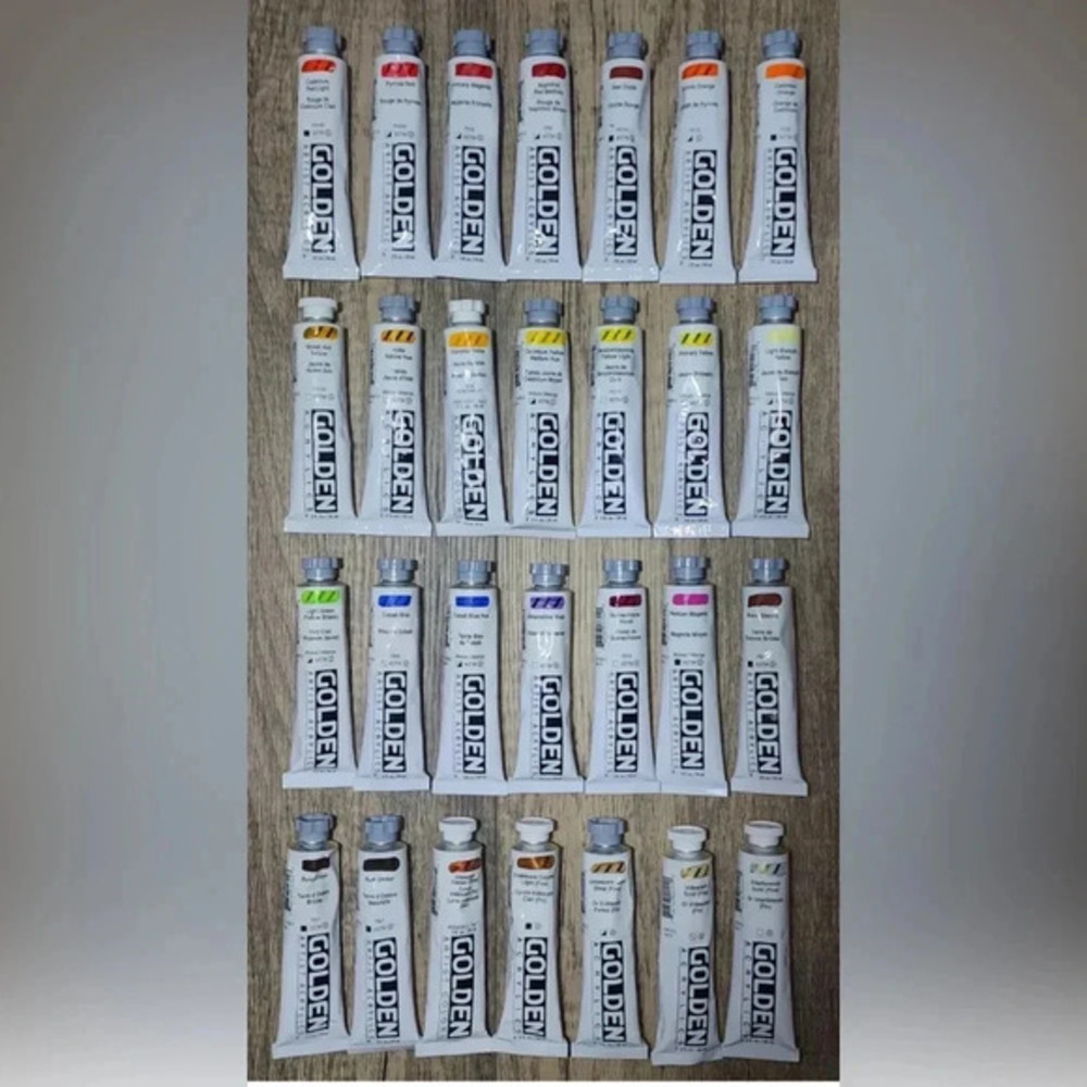 🌟 Lot of 28 🌟 GOLDEN ACRYLIC Heavy Body PAINT TUBES No Duplicate Colors ☆NEW☆